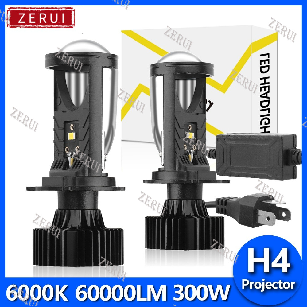 ZR สําหรับ 2pcs H4 Super Bright LED ไฟหน้ารถหลอดไฟโปรเจคเตอร์เลนส์ 9003 HB2 300 วัตต์ 60000LM 6000 พ