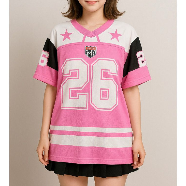 เสื้อยืด Jersey 26 PINK / 02 Oversize Retro Boxy Shirt, Cool, Trend Material / JULY FASHION