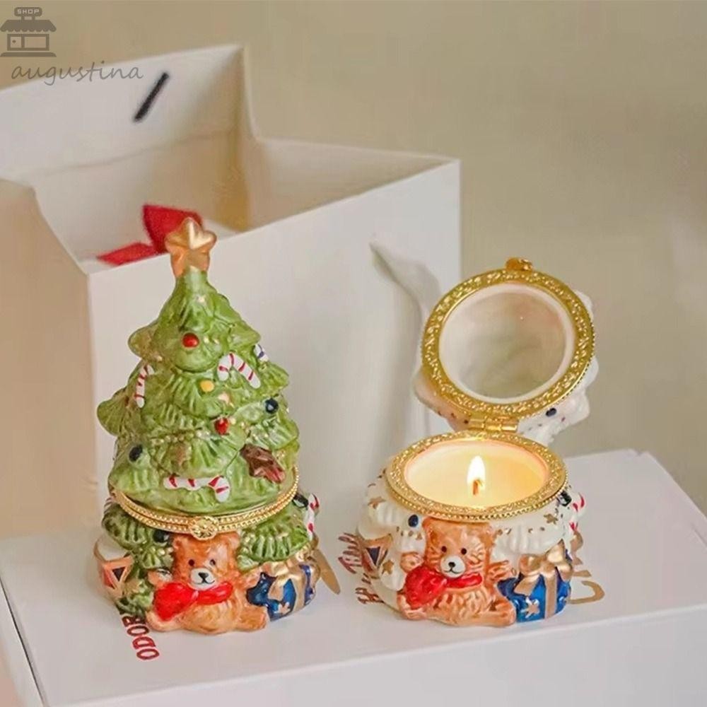 AUGUSTINA กล่องเครื่องประดับเครื่องประดับเครื่องประดับต้นคริสต์มาสสร้างสรรค์วินเทจทนทานปฏิบัติทนทานน่ารักหมีกล่องเก็บเครื่องประดับเครื่องประดับเครื่องประดับกระ