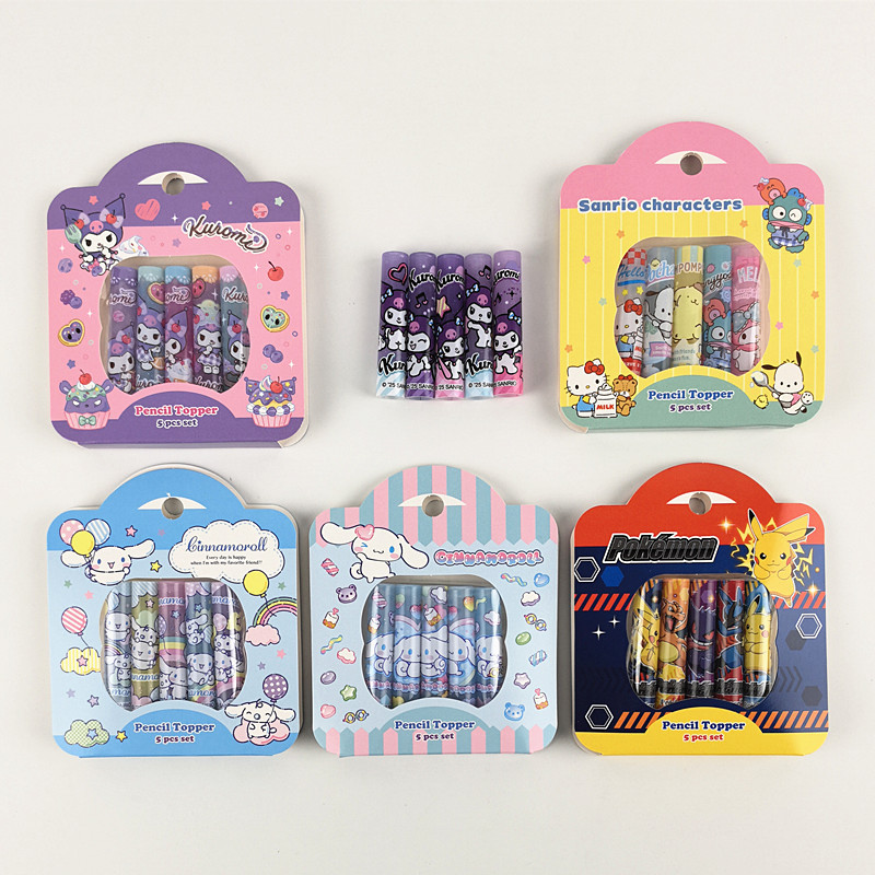Sanrio Cinnamoroll Kuromi Pokemon Pikachu School Pencil Toppers 5 Pcs Set 5813