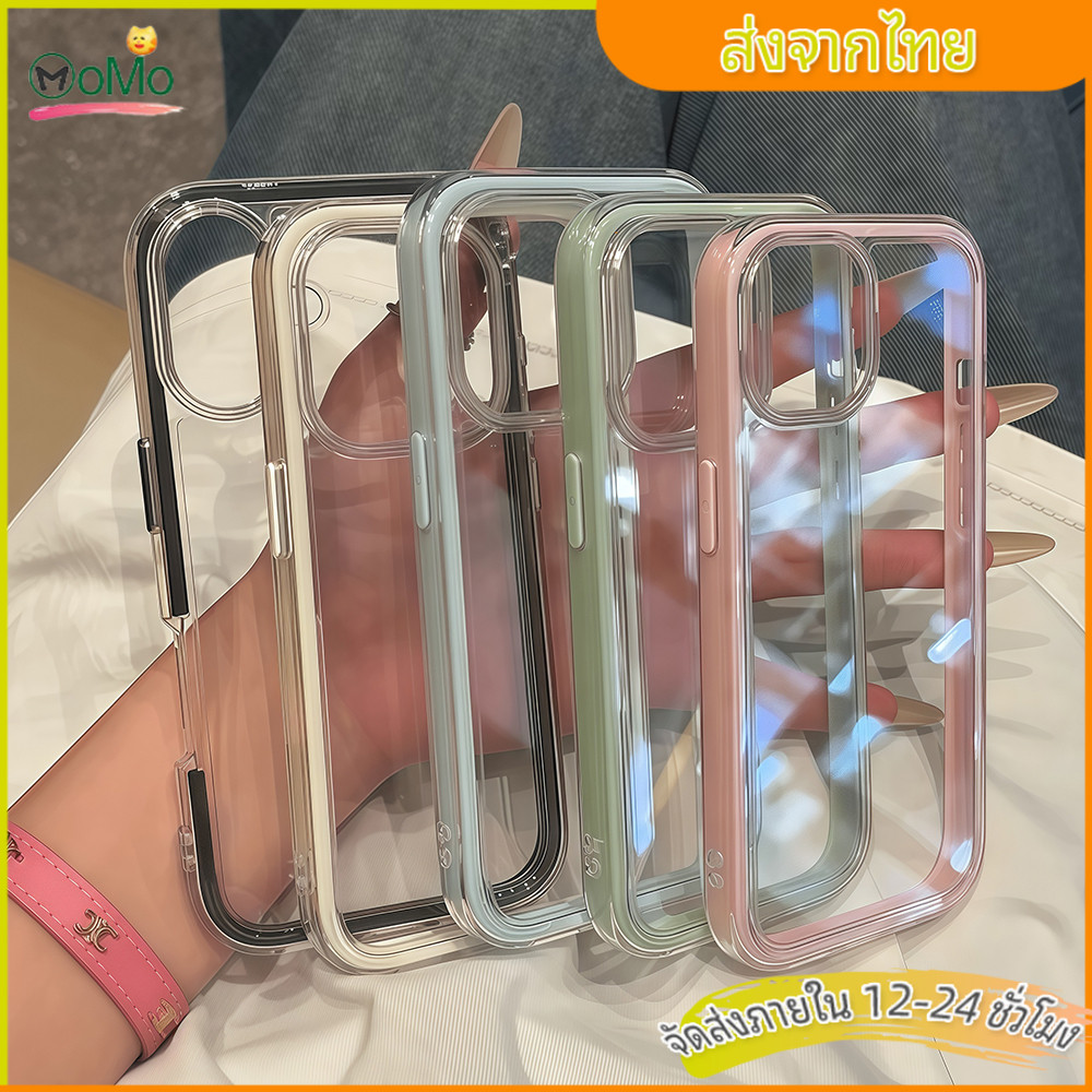 case for iPhone 16Pro Max 15PLUS/14/13/12 Pro Max/11 pro/XS Max/XR/X|8/7 Plus เคสมือถือขอบสีโปร่งใส กรณี DIYใส่รูปภาพได้