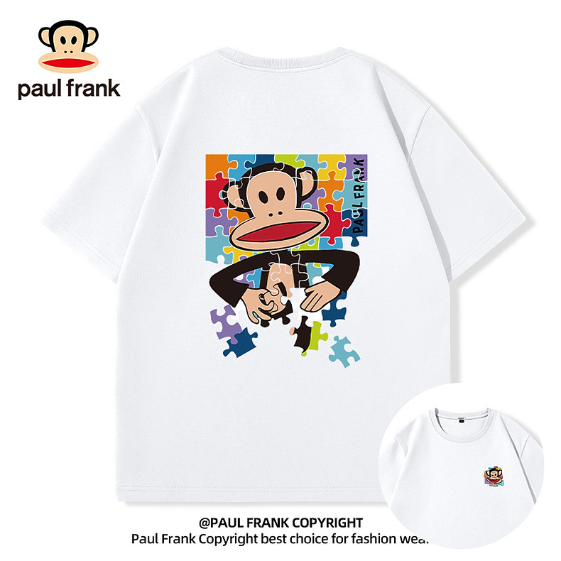 เสื้อยืดแขนสั้น Pa.ul Fra.nk ในสไตล์ American High Street ทำจากผ้าฝ้ายแท้ พิมพ์ลายอินเทรนด์ เหมาะสำหรับทั้งผู้ชายและผู้หญิง