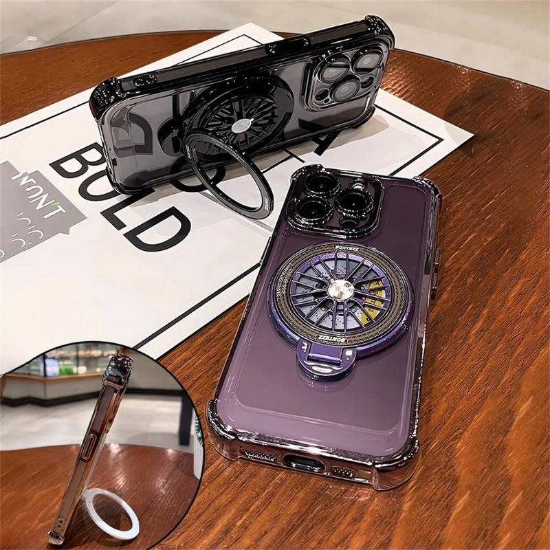 หรูหราหมุน Gyro แหวนยึดแม่เหล็กชุบเคสโทรศัพท์สําหรับ Samsung Galaxy S24 S23 S22 S21 Plus S24 Ultra S24FE S23FE S21FE S20FE หมายเหตุ 20 Ultra