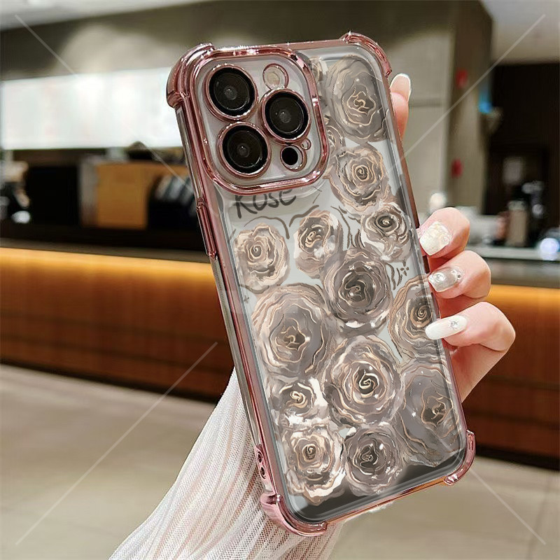 เคส VIVO V50 Lite 5G V40 Lite 5G V20 SE V29E 5G V23E V20 V25 V25E V30E V50 V50E 5G V11i S1 V21E กรณีสี่มุมโปร่งใส rose ห่อ - รูปที่ 3