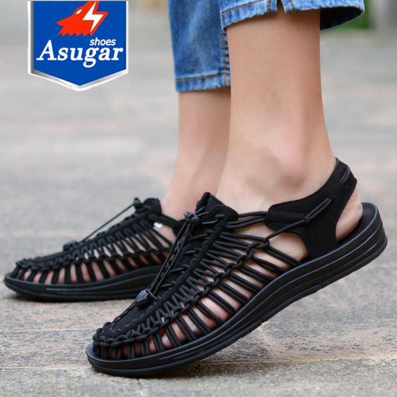 Asu SANDAL รองเท้ารัดส้น หลายสี ผู้ชายและผู้หญิง รองเท้าทอ 35-44