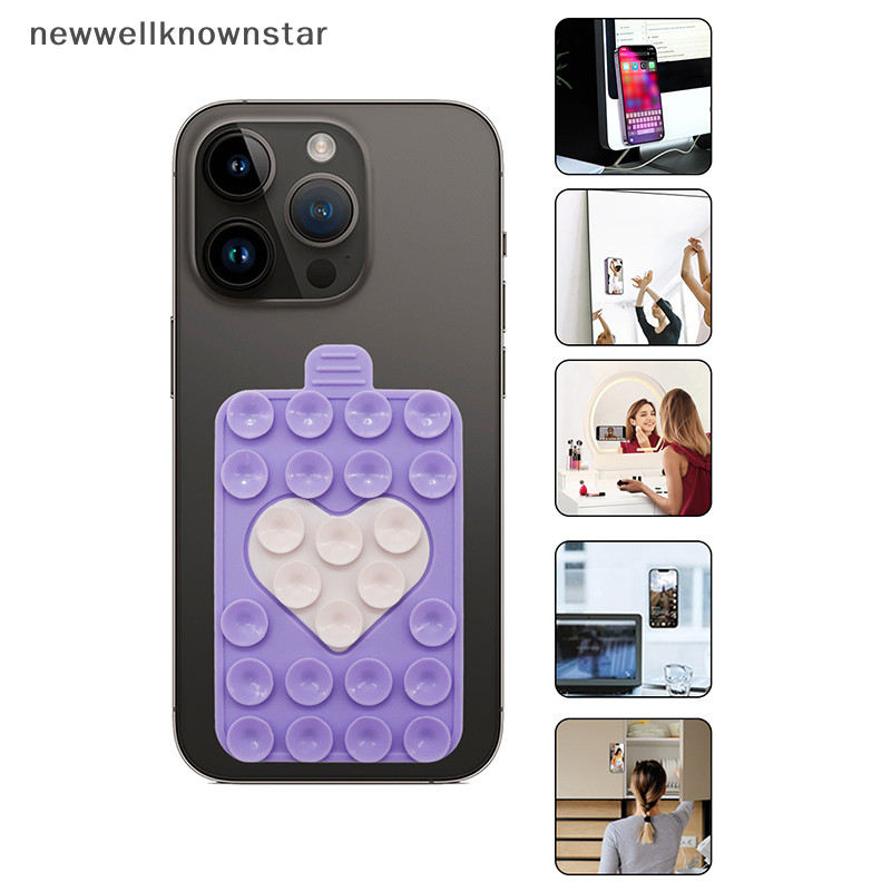 ใหม่wellknownstar แผ่นซิลิโคนดูดสติกเกอร์ด้านหลังถ้วยดูดที่วางโทรศัพท์ซิลิโคนถ้วยสมาร์ทโฟนขาตั้งติดผนัง CCB - รูปที่ 5