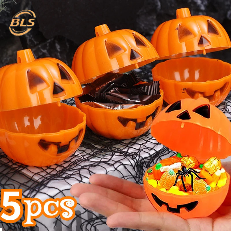5 ชิ้นกล่องเก็บฟักทองฮาโลวีน - Mini Empty Snack Candy Holder Jar กล่องเก็บเครื่องประดับถุงบรรจุภัณฑ์ -or-treat ของขวัญ Props