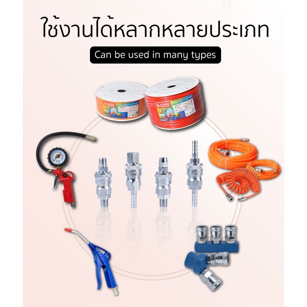 ข้อต่อคอปเปอร์ลม SUMO เกลียวนอก เกลียวใน หางปลาไหล คอปเปอร์ใช้กับสาย PU แบบ 2 step และ 1 step - รูปที่ 2