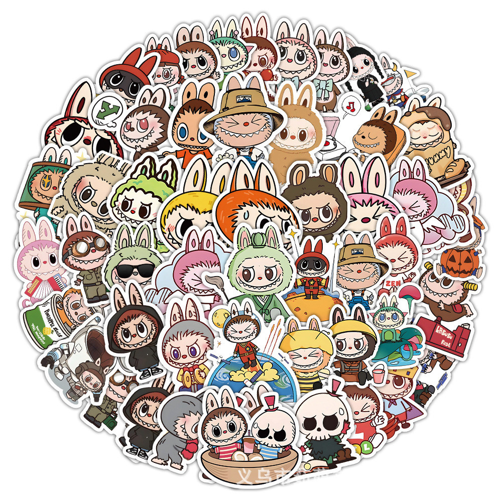 50pcs การ์ตูน POP MART The Monsters LABUBU สติ๊กเกอร์กราฟฟิตีกันน้ําสําหรับหมวกกันน็อคจักรยานบัญชีมือกรณีดินสอ Decals LanLanStickersWorld