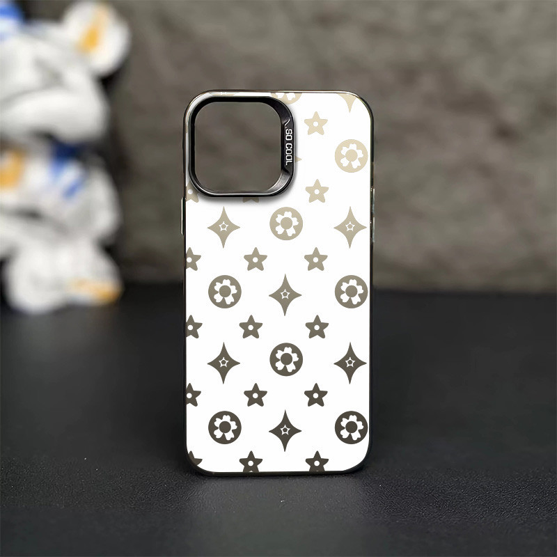 ส่วนบุคคลพื้นหลังสีขาวรูปแบบเคสโทรศัพท์เข้ากันได้สําหรับ IPhone 13 14 15 11 12 Pro Max XR X/XS Max โลหะ 7/8 Plus Se2020 กระจกอิสระกรอบ Anti Drop Case