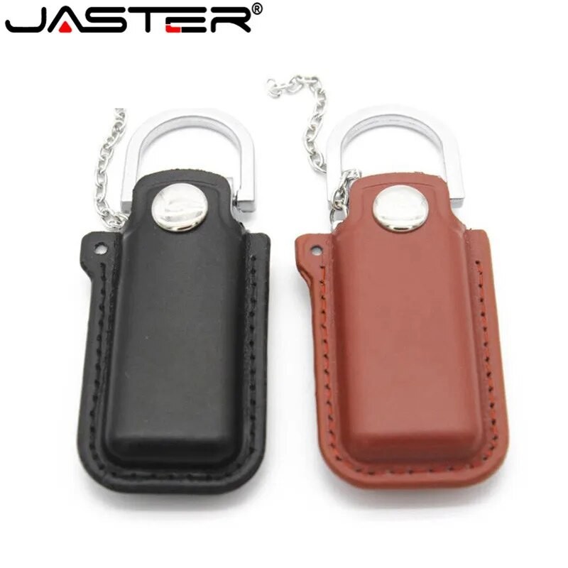 Jaster ปุ่มโลหะหนัง USB 2.0 แฟลชไดรฟ์ 128GB Memory Stick 64GB ฟรีไดรฟ์ปากกาโลโก้ที่กําหนดเอง 32GB พร้อม Dseigns USB Stick 16GB การพิมพ์สี USB Stick 8GB 4GB