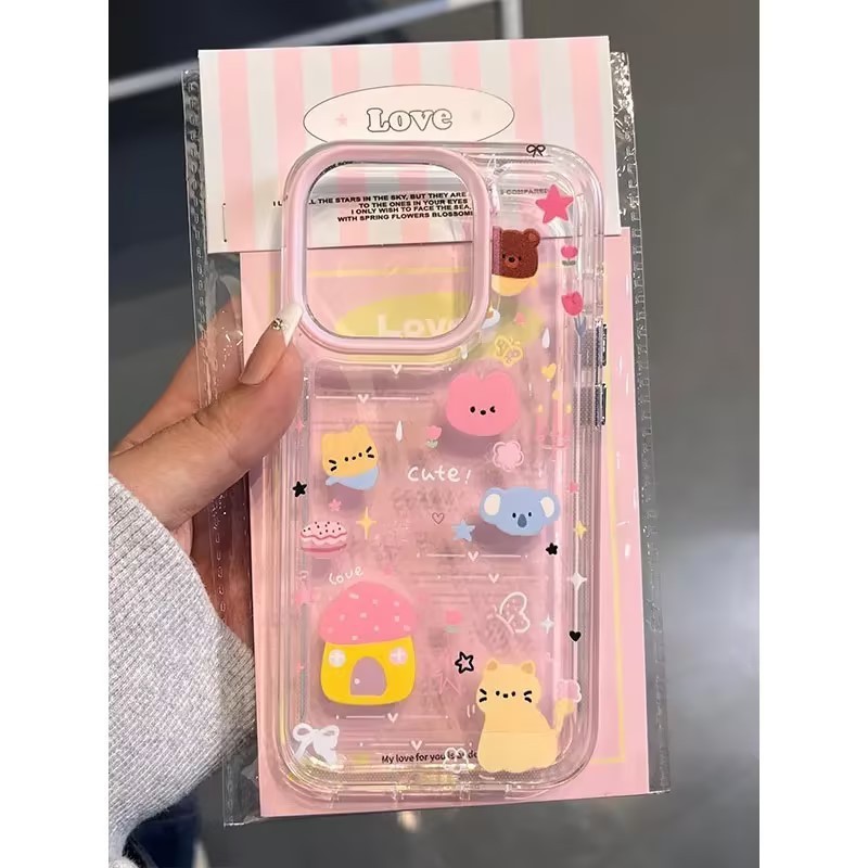 การ์ตูนน่ารักแมวแมวช้างดูเดิล นุ่ม เคสIPhone XR 11 15 12 13 14 Pro Max 6 6s 8 Plus 7Plus เคส XS X Max เคสไอโฟน
