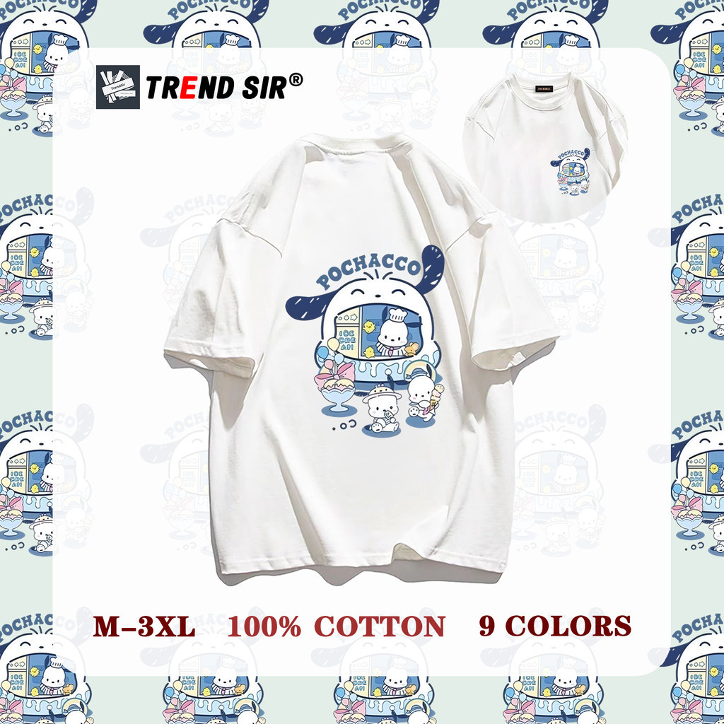 TrendSir มาใหม่ ลายเยอะ เสื้อยืดผ้าคอตตอน เสื้อยืด t shirt Sanrio Pochacco 100% Cotton 9สี M-3XL
