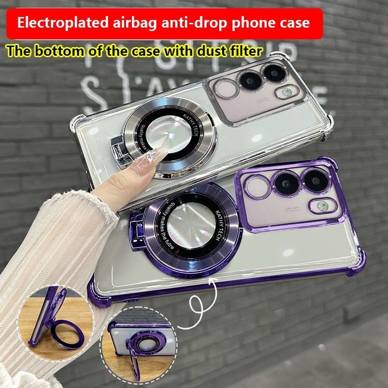 เคส Vivo V29 V30 V27 Pro 5G เคสโทรศัพท์พร้อมที่วางแม่เหล็กตัวป้องกันกล้องกันกระแทกหนา
