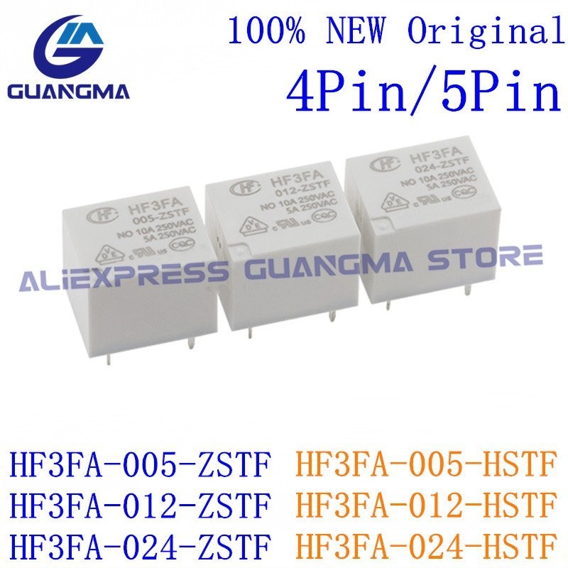 ❈20PCS Relay HF3FA-005 012 024-HSTF ZSTF 4Pin 5Pin HF3FA-012-HSTF HF3FA-024-ZSTF DC5V 12V 24V 10A 25
