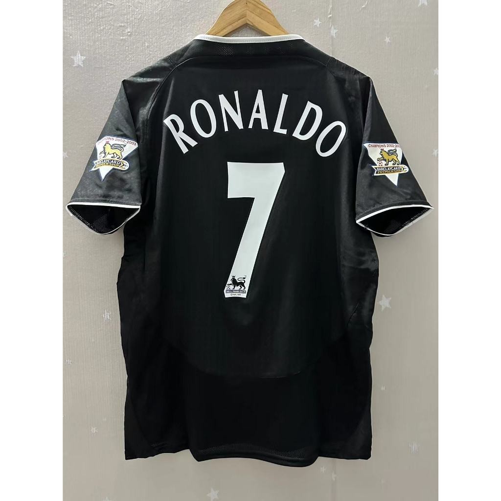 03-04 แมนเชสเตอร์ ยูไนเต็ด RONALDO V.NISTELROOY GIGGS คุณภาพสูง Away Retro ฟุตบอล Jersey เสื้อยืดที่กําหนดเอง