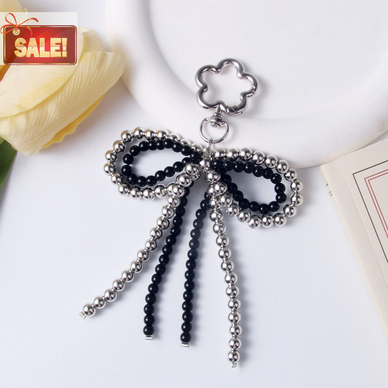 Bl 1PC กระเป๋าจี้ที่สวยงาม Bowknot Charm เลียนแบบไข่มุกลูกปัดเครื่องประดับ DIY พวงกุญแจโทรศัพท์เครื่องประดับ