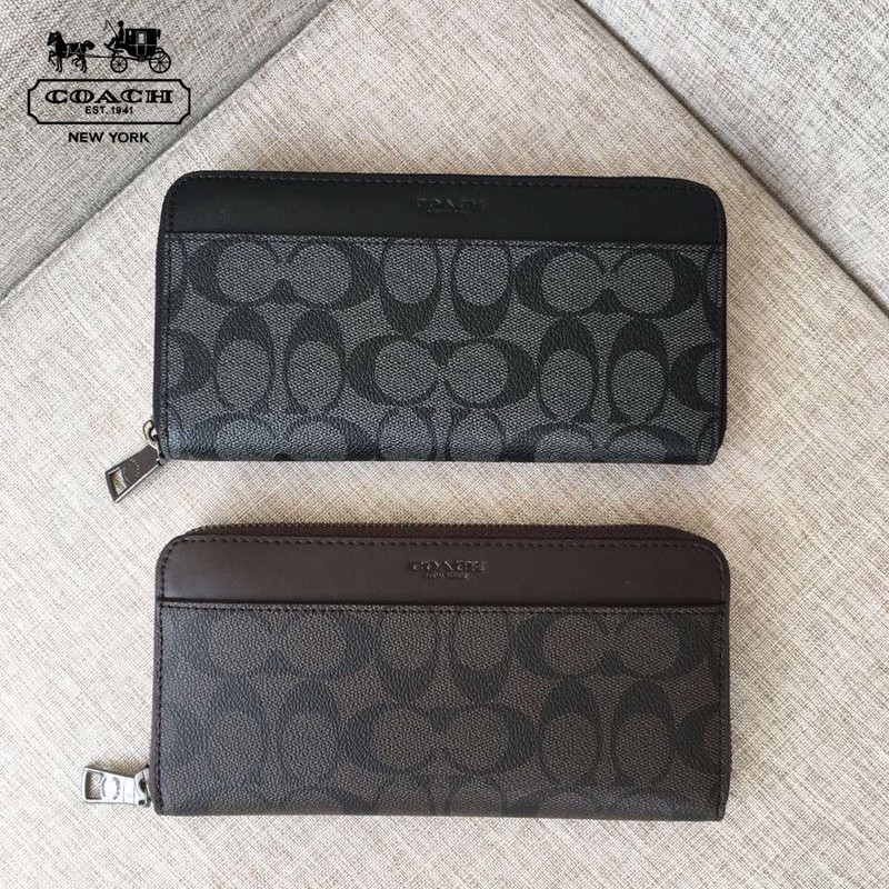 ของแท้ 100% Coach กระเป๋าสตางค์ใบยาว กระเป๋าสตางค์ซิปผู้ชาย กระเป๋าใส่เหรียญ 75000 ในสต็อก