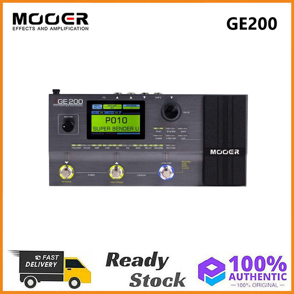 MOOER GE200 Professional คุณภาพสูง Multi effects กีตาร์ไฟฟ้า Preamp ในตัว Expression Amp เหยียบ Bass