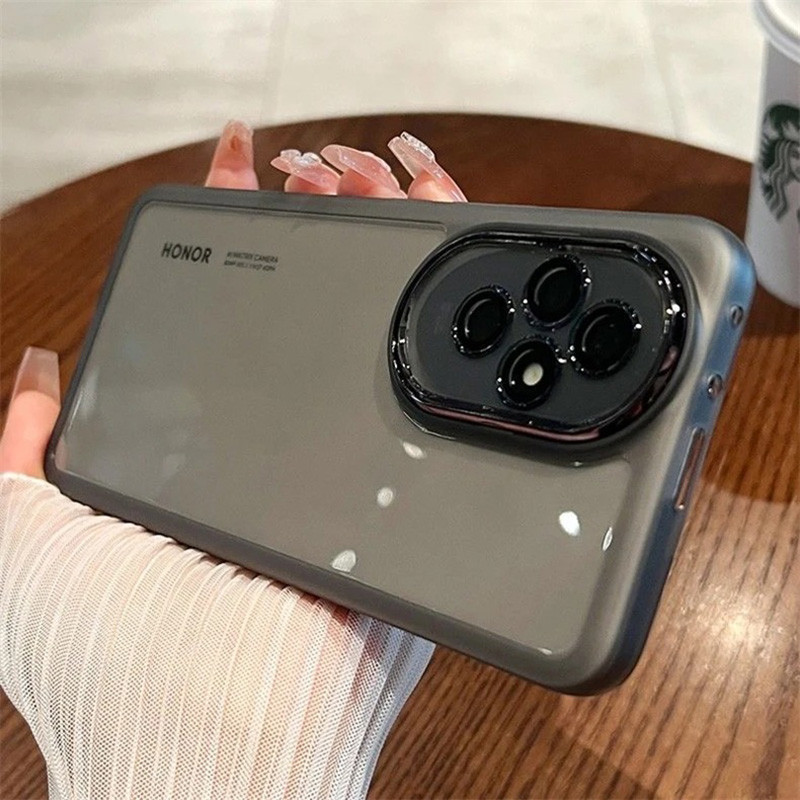 สําหรับ Honor 200 / 200 Pro / 200 Lite Matte Clear เคสกันกระแทกพร้อมฝาครอบกล้องตัวป้องกันเลนส์ฝาครอบกันกระแทก