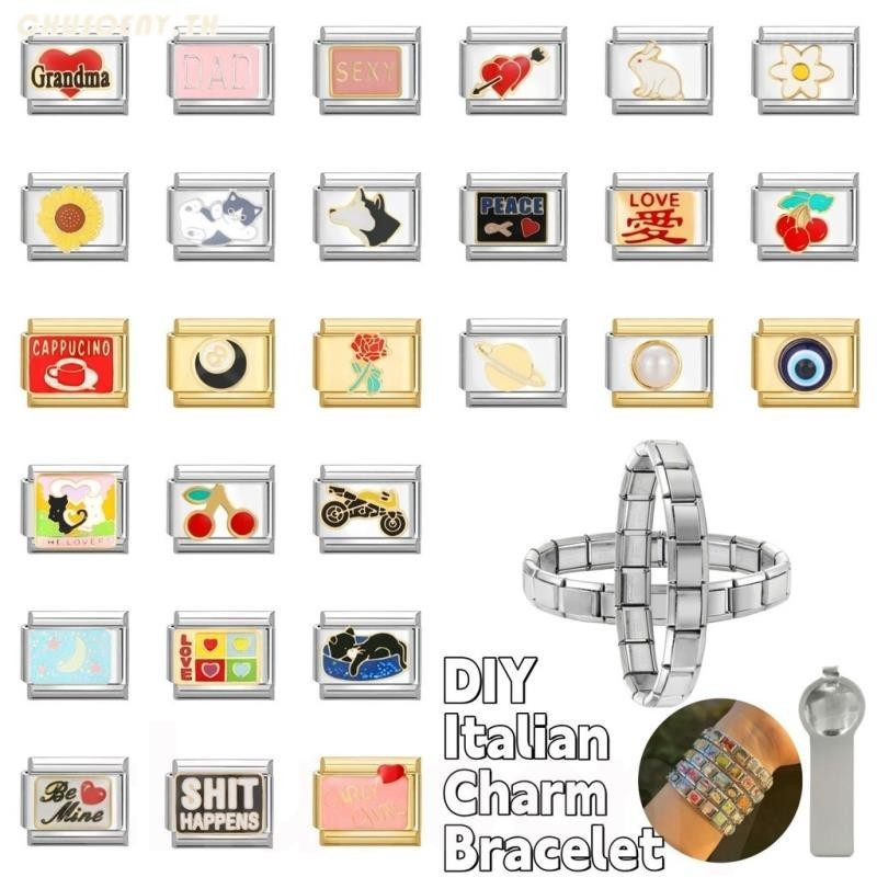 อิตาเลี่ยน Charm Links สําหรับสร้อยข้อมือใหม่แฟชั่นเพื่อนครอบครัว DIY โมดูลสร้อยข้อมือ Charm อิตาเลี่ยน Links Fit 9 มม.เครื่องประดับสแตนเลส DIY ทํา
