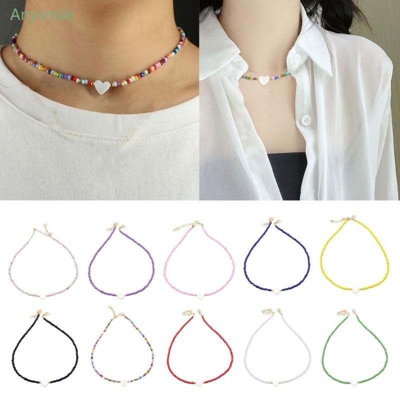 Anys ฤดูร้อนธรรมชาติหัวใจ Shell-สร้อยคอลูกปัดสร้อยคอสร้อยคอผู้หญิง Handmade สร้อยคอเครื่องประดับ