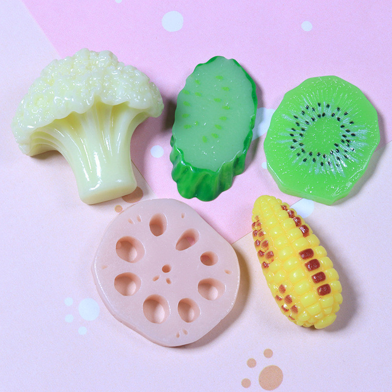 10ชิ้นจําลองผักเรซิ่นเครื่องประดับอุปกรณ์เสริม ทําเอง ครีมเคสโทรศัพท์ตกแต่งหัว
