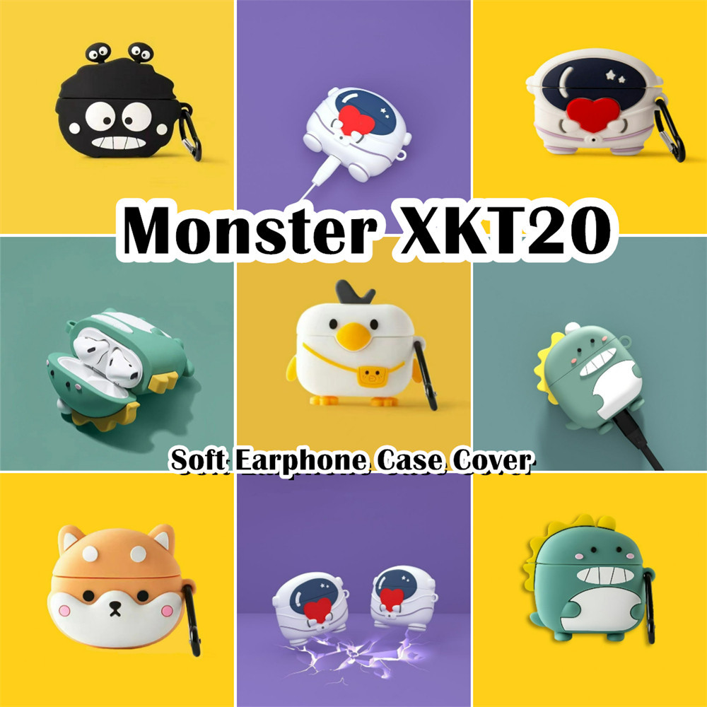 In Stockfor Monster XKT20 Case Creative น่ารักการ์ตูนซิลิโคนอ่อนนุ่มหูฟังกรณีปลอกฝาครอบ