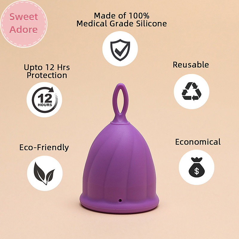 Sweetadore 1pcs ถ้วยประจําเดือน Hygiener ช่วงเวลาสําหรับผู้หญิง Menstruatie ถ้วยซิลิโคนถ้วยประจําเดือน Anti-Lateral การรั่วไหลถ้วยประจําเดือน TH