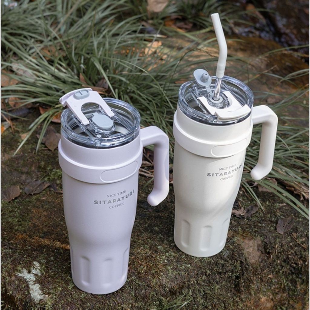 แก้วเก็บความเย็น SITARAYURI  หูจับข้างแก้วแข็งแรง เก็บเครื่องดื่มเย็นหรือร้อนได้ สแตนเลส 304 ขนาด 1200ml , 1400ml - รูปที่ 2