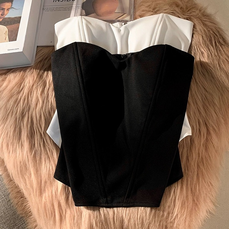 เสื้อกล้ามรัดตัวฐานสีขาวฝรั่งเศสแขนกุดเอวเซ็กซี่ด้านบน - รูปที่ 7