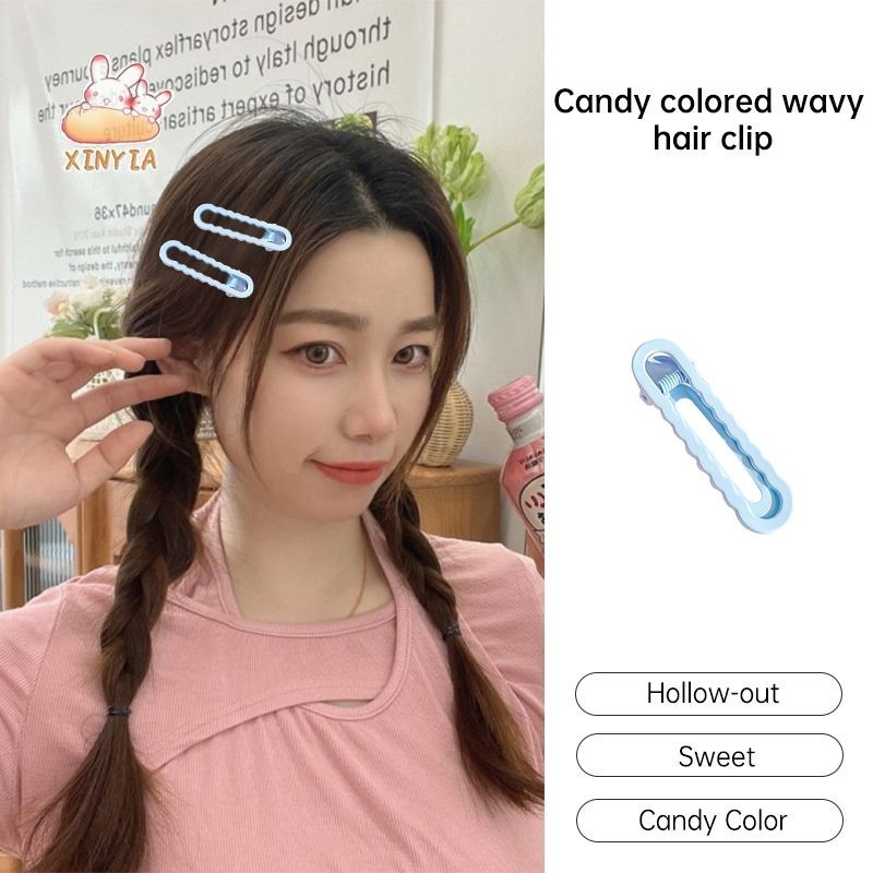 Wongingingr-candy Colored Hair Clip 2 ชิ้นชุดเดิมกว้างขอบ Bangs Clip Wavy Duckbill ClipsXINYIA.TH