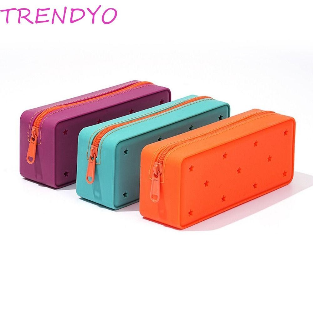 Trendyo กล่องดินสอซิลิโคน, กระเป๋าใส่ดินสอนุ่มกันน้ําระบายอากาศได้, มัลติฟังก์ชั่นความจุขนาดใหญ่แบบพกพาพร้อมถุงเก็บเครื่องเขียนรูเดินทาง