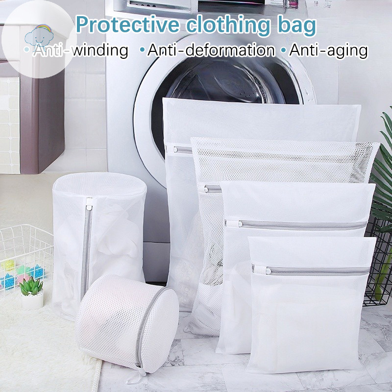 Twoe 1PC สีขาวทนทานขนาดใหญ่ซักผ้าถุงซักผ้าตาข่าย Organizer สุทธิสกปรก Bra ถุงเท้ารองเท้า Storag เครื่องซักผ้าเสื้อผ้า TH