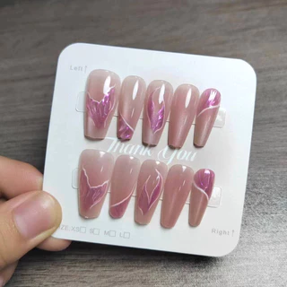Handmadeing 10 ชิ้นGradient Cat Eye Design เล็บปลอมพร้อม Jelly Gel