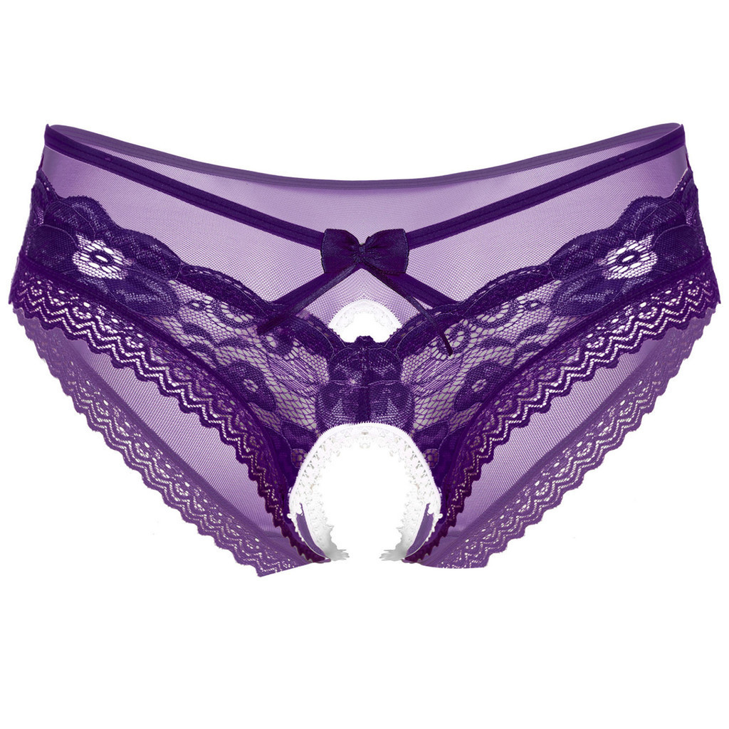 Nikiikoo Men Sheer Lace Briefs กางเกงชั้นในจีสตริง Sissy ชุดชั้นในชุดชั้นใน Bowknot Hollow Out กางเกงชุดนอน - รูปที่ 2