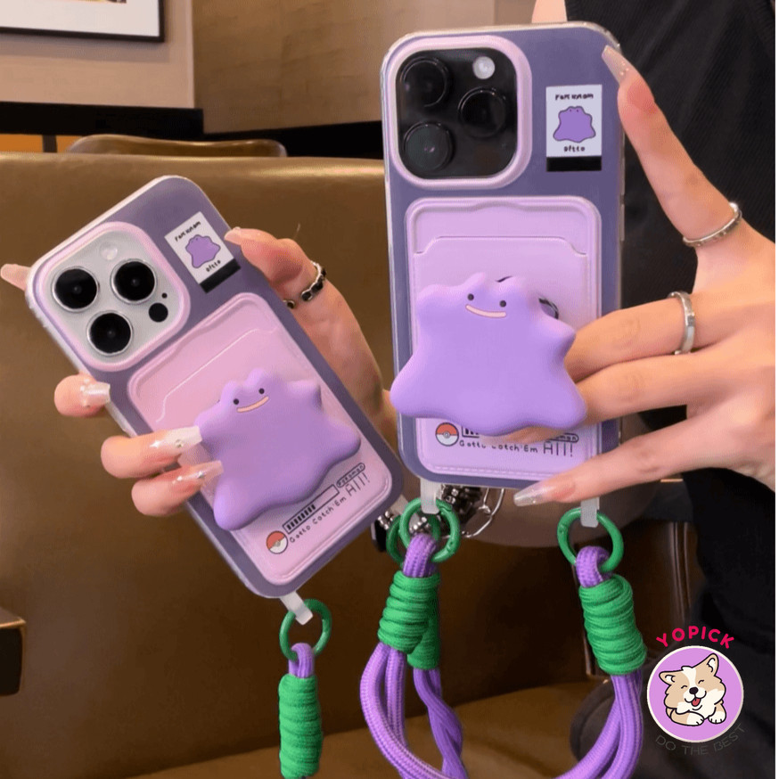 สําหรับ iPhone 15promax เคสโทรศัพท์สไตล์ใหม่กันกระแทก 13pro สีม่วงมอนสเตอร์การ์ตูน 14max 12 11 xsmax xr 7plus 6plus 8 ฝาครอบโทรศัพท์วงเล็บ Lanyard นุ่มผู้ชายผู้หญิงป้องกันกรณี GKB