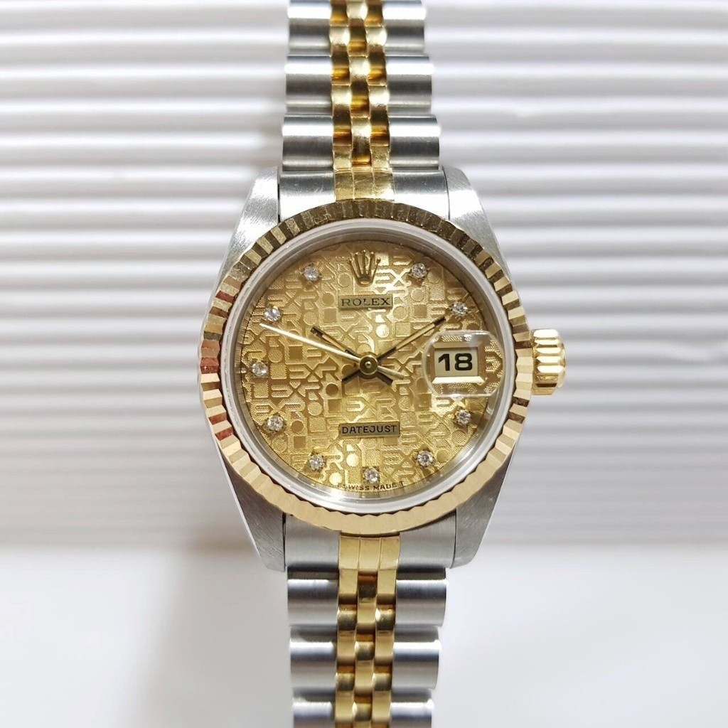 U-rolex Rolex Rolex Oyster half gold 69173 กล่องเดิมใบรับรองครบ,นาฬิกาเส้นผ่านศูนย์กลาง 26 มม.อัตโนม