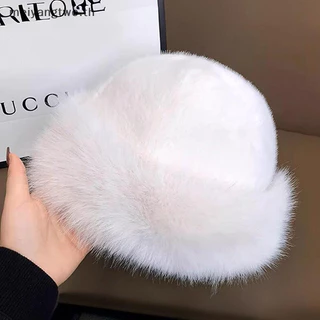Meiyangtwo.th Fluffy Faux Bucket หมวกสําหรับผู้หญิงตุ๊กตาหมวกชาวประมงหมวกฤดูหนาวที่อบอุ่น Thicken เย็น Snowy Day ปานามาใหม่