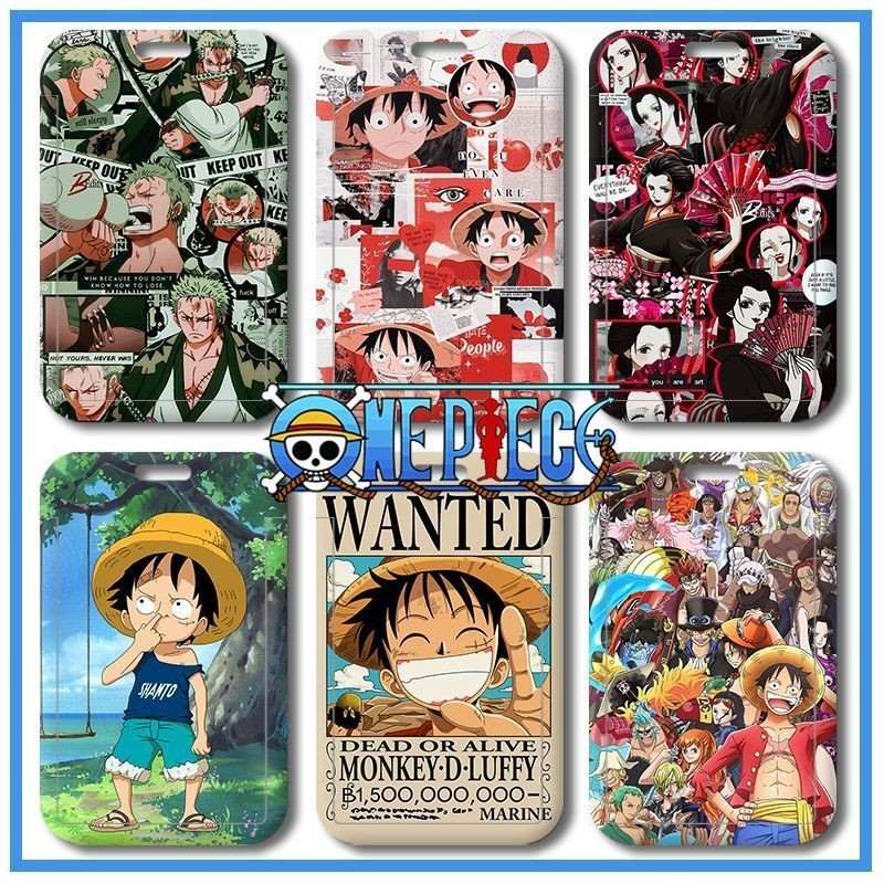 One Piece Luffy Zoro DIY Student School ID Card Holder Campus Card Set บัตรอาหารนักเรียน Bus Access Card Factory ID Card Protect Case with Neck Hangin