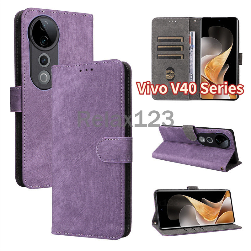 สําหรับ Vivo V40 5G VivoV40 5G Vivo V40 Pro 5G V40Pro 5G ปลอก 2024 Anti-theft แปรงกระเป๋าสตางค์ปกหลังพร้อมการ์ดกรอบรูปขาตั้งแม่เหล็กพลิกหนังเคสโทรศัพท์
