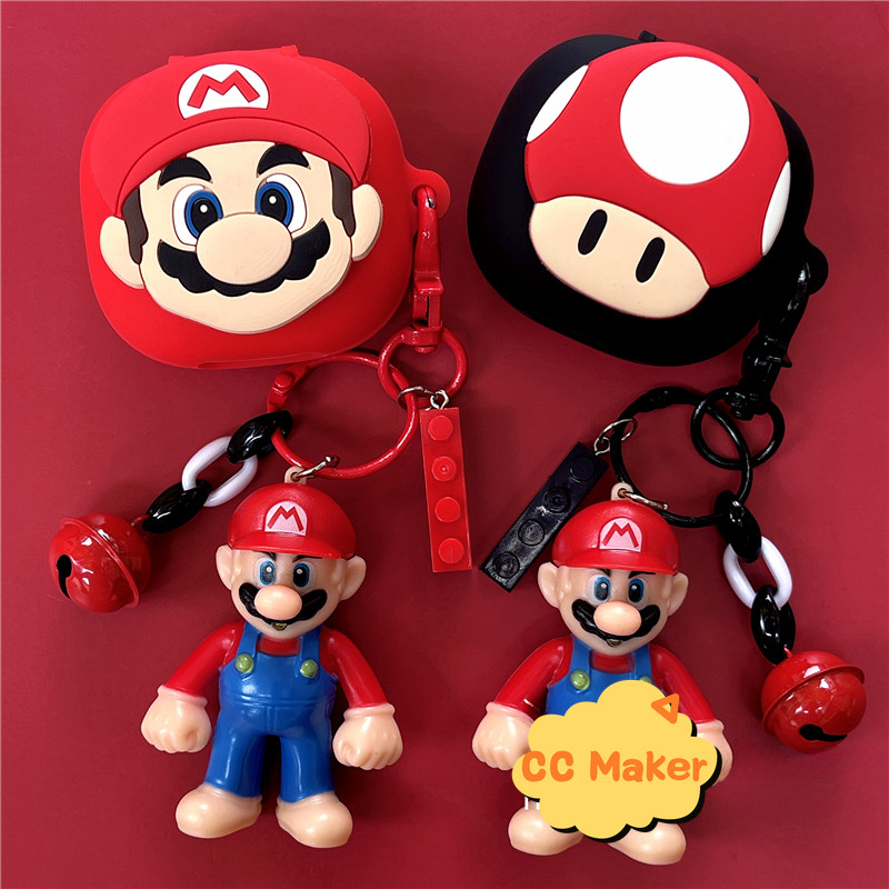 สําหรับ Anker Soundcore R50i NC กรณีการ์ตูน Mario พวงกุญแจจี้ P30i ซิลิโคน Soft Case Soundcore P30i เคสกันกระแทกฝาครอบป้องกันน่ารัก Mario แหวนนิ้วมือ