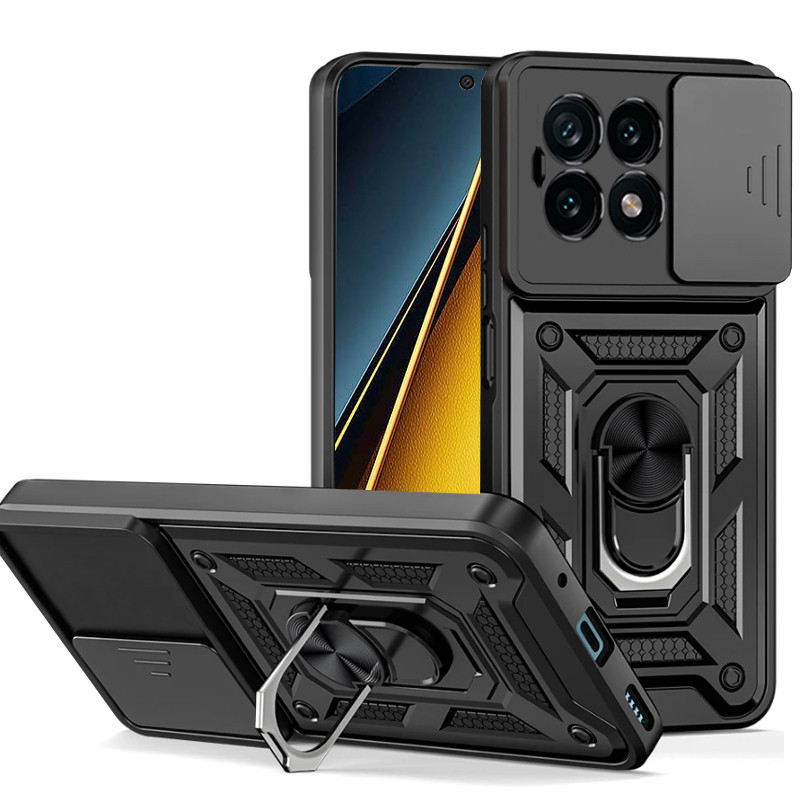 กันกระแทกหนักป้องกันกรณียากพร้อมขาตั้งโลหะ Poco X6 Pro X5 Pro F6 Pro F5 Pro M6 Pro C65