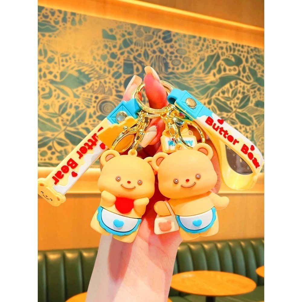 ใหม่ พวงกุญแจ น้องหมีเนย butter bear หมีเนย จี้ห้อยกระเป๋า อุปกรณ์เสริม งานน่ารัก พร้อมส่งจากไทย
