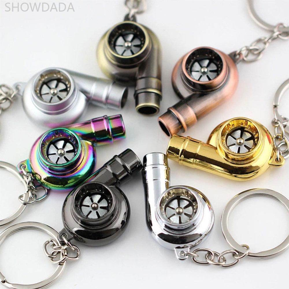 Showdada Auto Car Turbo Sleeve Turbo พวงกุญแจ Spinning Turbine Key Chain แหวนพวงกุญแจ J2O8