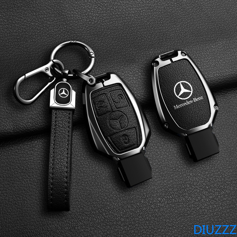 สังกะสีอัลลอยด์ + หนังสําหรับ Mercedes Benz ABCS Class AMG CLA GLC GLA W204 W205 W176 W221 พวงกุญแจ