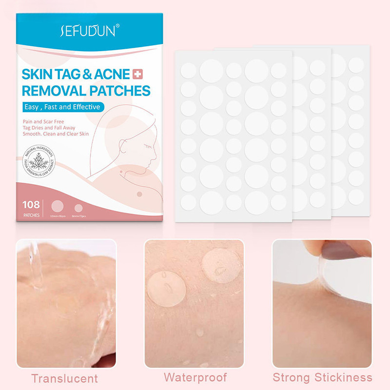 🌟ลดราคา🌟108 ชิ ้ น Skin Tag Remover Patch Hydrocolloid Acne Pimples Moles Zits หูดลดราคา