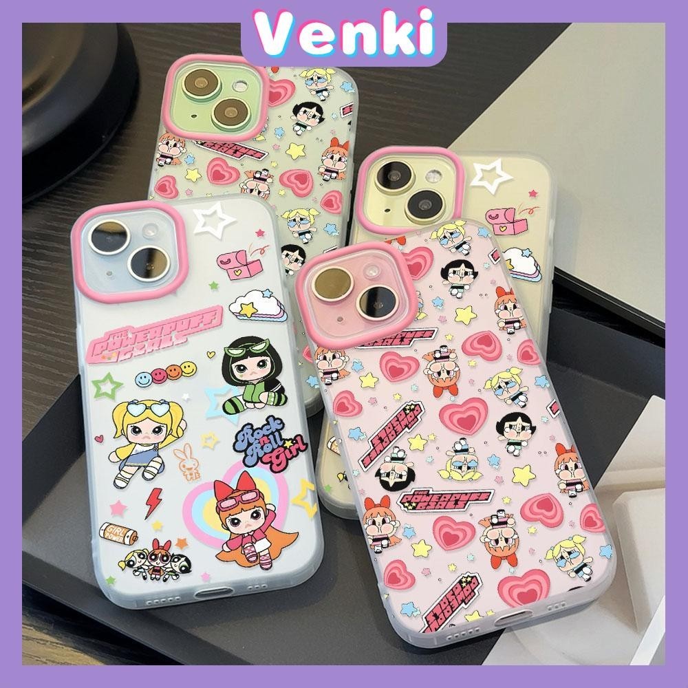 Venki - เคสใส iPhone15 11 Pro Max iPhone เคส TPU นิ่มป้องกันรอยนิ้วมือแบบด้าน สาวน้อยน่ารักมีความสุขเล่น Compatible With iPhone14 13 12 Pro max XS XR 7 8 Plus