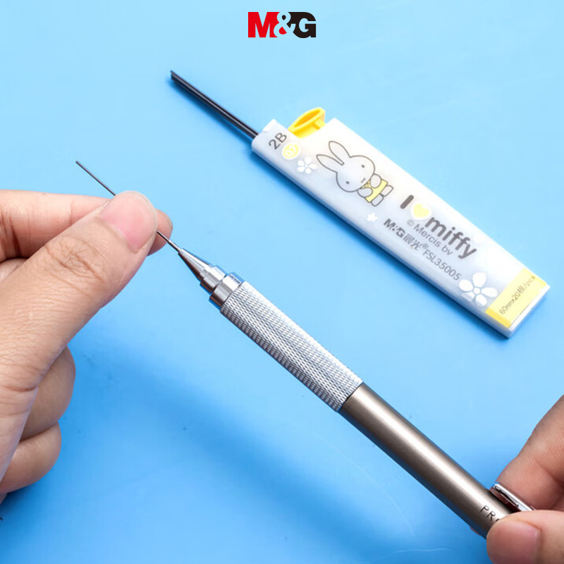M&g เครื่องเขียนเรซินตะกั่ว HB 2B ดินสออัตโนมัติเปลี่ยนตะกั่วไม่ง่ายที่จะทําลาย 0.5 มม. 0.7 มม.นักเรียนสอบวาดดินสอตะกั่ว MG