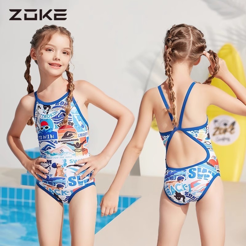 Zoke Girls Training ชุดว่ายน้ําชุดว่ายน้ําชิ้นเดียวทนคลอรีนสําหรับการฝึกอบรมระดับมืออาชีพ,ประสิทธิภาพที่น่าประทับใจในน้ํา